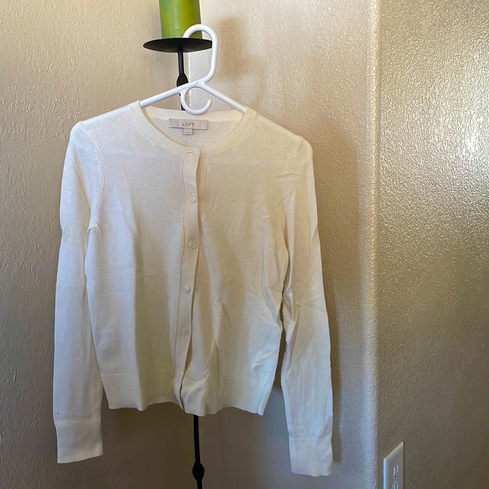 Ann Taylor Loft, Cream Cardigan, Small